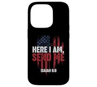 Here I Am Send Me American Flag Cross Isaiah 6:8 Bible Verse Case for iPhone 14 Pro