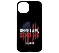 Here I Am Send Me American Flag Cross Isaiah 6:8 Bible Verse Case for iPhone 15 Plus