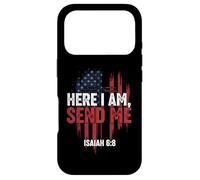 Here I Am Send Me American Flag Cross Isaiah 6:8 Bible Verse Case for iPhone 17 Pro