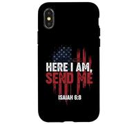 Here I Am Send Me American Flag Cross Isaiah 6:8 Bible Verse Case for iPhone X/XS