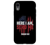 Here I Am Send Me American Flag Cross Isaiah 6:8 Bible Verse Case for iPhone XR