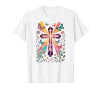 Here I Am Send Me Christian Catholic Faith Cross Floral T-Shirt