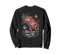 Here I Am Send Me Floral Flowers Isaiah 6:8 Bible Verse Sweatshirt