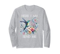 Here I Am Send Me Isaiah 6:8 Bible Christian Hummingbird Long Sleeve T-Shirt