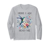 Here I Am Send Me Isaiah 6:8 Bible Christian Hummingbird Long Sleeve T-Shirt