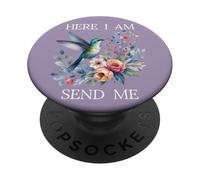 Here I Am Send Me Isaiah 6:8 Bible Christian Hummingbird PopSockets Adhesive PopGrip