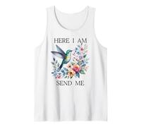 Here I Am Send Me Isaiah 6:8 Bible Christian Hummingbird Tank Top