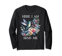 Here I Am Send Me Isaiah 6:8 Bible Christian Mom Hummingbird Long Sleeve T-Shirt