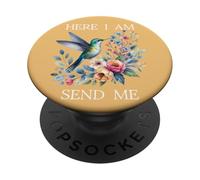 Here I Am Send Me Isaiah 6:8 Bible Christian Mom Hummingbird PopSockets Adhesive PopGrip
