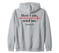 Here I Am Send Me Isaiah 6:8 Bible Verse Christian Cross Zip Hoodie