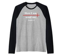 Here I Am Send Me Isaiah 6:8 Christian Cross Bible Verse Raglan Baseball Tee