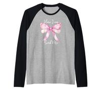 Here I Am Send Me Women Lord Send Me Christian Pink Bow God Raglan Baseball Tee