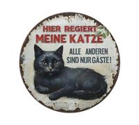Here Is My Cat Rule, All Others Are Guests! Tin Sign Vintage Style Home Bar Garden Wall Plaque Decor Metal Poster 8x8 Inch