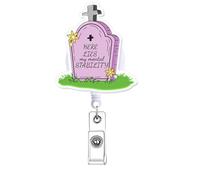 Here Lies My Mental Stability Nurse Funny Badge Reel Retractable, Nursing Badge Holder, Fun Nurse Gifts, Healthcare ID Card Accessorie Medical RN CNA PCT LPN Nursing Student Badge Clip