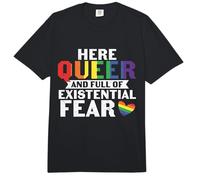 Here Queer Full of Existential Fear Lesbian Gay LGBTQ Pride Comfort Colors Adult Heavyweight T-Shirt