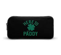 Here to Paddy Shamrock Simple Pencil Case Big Capacity Pouch Box Travel Makeup Bag