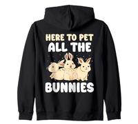 Here To Pet All The Bunnies Animal Lover Rabbits Rabbit Zip Hoodie