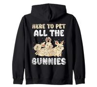 Here To Pet All The Bunnies Lover Rabbits Animal Rabbit Zip Hoodie