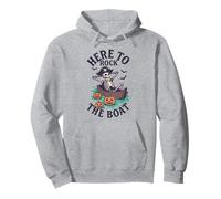 Here to Rock the Boat Funny Skeleton Halloween Pirate Pullover Hoodie