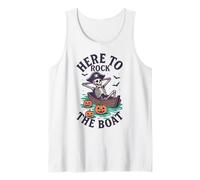 Here to Rock The Boat Funny Skeleton Halloween Pirate Tank Top