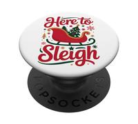 Here to Sleigh Funny Xmas funny Slay Christmas Puns Reindeer PopSockets Adhesive PopGrip