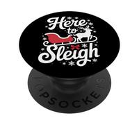 Here to Sleigh Funny Xmas funny Slay Christmas Puns Reindeer PopSockets Adhesive PopGrip