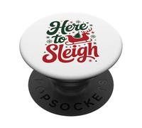 Here to Sleigh Funny Xmas funny Slay Christmas Puns Reindeer PopSockets Adhesive PopGrip