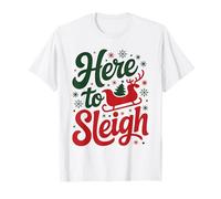 Here to Sleigh Funny Xmas Funny Slay Christmas Puns Reindeer T-Shirt