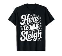 Here to Sleigh Funny Xmas Funny Slay Christmas Puns Reindeer T-Shirt