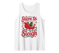 Here to Sleigh Funny Xmas Funny Slay Christmas Puns Reindeer Tank Top