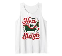 Here to Sleigh Funny Xmas Funny Slay Christmas Puns Reindeer Tank Top