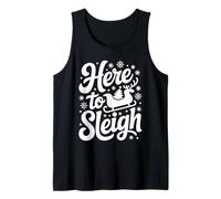 Here to Sleigh Funny Xmas Funny Slay Christmas Puns Reindeer Tank Top
