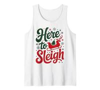 Here to Sleigh Funny Xmas Funny Slay Christmas Puns Reindeer Tank Top
