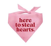 Here to Steal Hearts Valentine's Day Dog Bandana (Baby Pink, OS 1196)