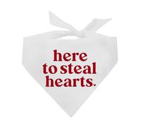 Here to Steal Hearts Valentine's Day Dog Bandana (White, OS 1196)