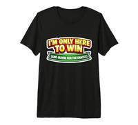 Here to Win and Maybe for The Snacks Bingo Board Game Night Premium T-Shirt