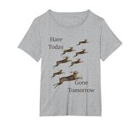 Here Today Gone Tomorrow or was it Hare? T-Shirt, Women's Plus, Heather Grey, 1X