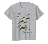 Here Today Gone Tomorrow or was it Hare? T-Shirt, Youth, Heather Grey, Small