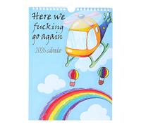 Here We Fucking Go Again Calendar 2026, Funny Novelty 12 Month Planner Calendar for Tired-Ass Women, Thicker Twin Wire Spiral Binding Trash Talk Wall Calendar 2026 for Home Office (Helicopter)