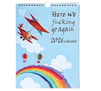 Here We Fxcking Go Again Calendar 2026 UK, 12 Monthly Wall Calendar Planner, Gag Gift for Friends, Funny Wall Calendars Family Organizer, 12 Month Planner Present for New Year (Hang Glider)