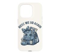 Here We Go Again Teacher Kawaii Patchwork Backpack Case for iPhone 15 Pro