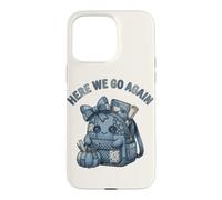 Here We Go Again Teacher Kawaii Patchwork Backpack Case for iPhone 15 Pro Max