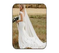 HEREAD Bride Wedding Veil 118" Long Cathedral Length Bridal Tulle Hair Accessoies with Comb and Cute Edge, Ivory, 118 inch (Pack of 1)