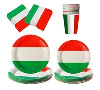 HEREER Italian Party Decorations 50Pcs Italy Flag Green White and Red Paper Dinner Plates Dessert Plates Cups and Napkins for Italian Party Supplies