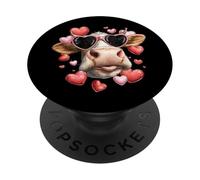Hereford Cattle Farmer Valentine's Day Heart Sunglasses PopSockets Adhesive PopGrip