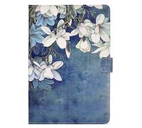 HereMore Case Compatible with Samsung Galaxy Tab A 9.7 Inch SM-T550/SM-T555, Premium Leather Folio Case Stand Cover with Card Slots, Magnolia Flower