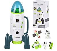 Herenear Space Rocket Toys for Children, Space Rocket Set - 2 Astronauts, Rover Car & Batteries Included, 42cm Spaceship Rocket with Lights & Sounds, Outer Space Toys For 3, 4, 5, 6, 7 Years Old