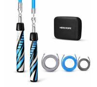 Hererope 3 In 1 Jump Rope for Men & Women, 1/6lb, 1/4lb, 1/2lb Interchangeable Weighted Jump Rope Set with Precision Ball-Bearing, Anti-Slip Leather Grip - Jump Ropes for Fitness, Speed Training