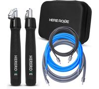 Hererope 3 In 1 Jump Rope for Men & Women, 1/6lb, 1/4lb, 1/2lb Interchangeable Weighted Jump Rope Set with Precision Ball-Bearing, Anti-Slip Leather Grip - Jump Ropes for Fitness, Speed Training