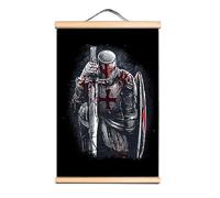 Here's a Stunning Scroll Painting of a Templar Knight, Vintage Canvas Print Artwork Medieval Crusader Warrior Wall Art Poster 4 (50X70 CM)